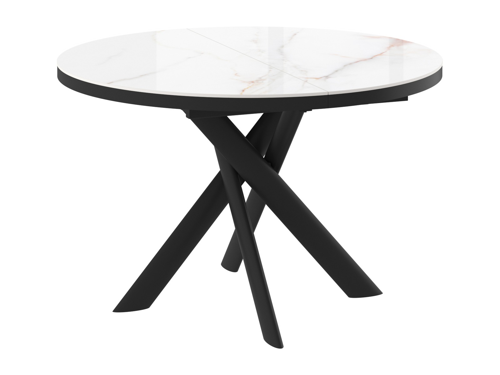 Стол RONALDO 120 BELDIA BIANCO GLOSS PREMIUM CER/BK
