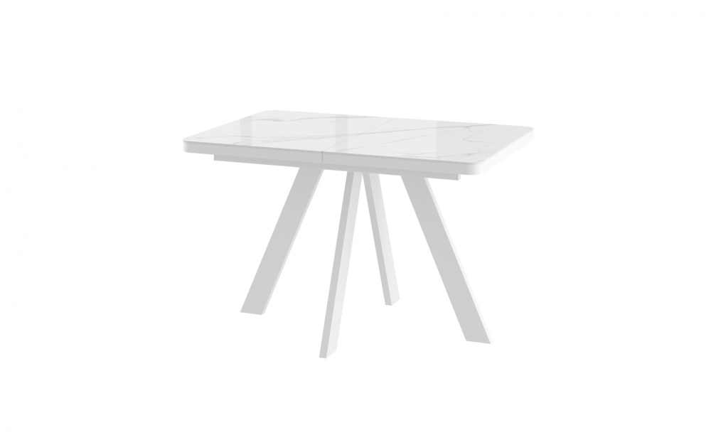 Стол BOBY RADIAL 120 COROLLA WHITE GLOSS ST CER/W — ROOMS Шымкент