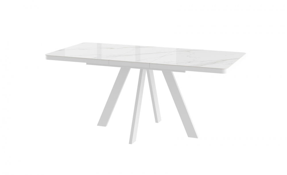 Стол BOBY RADIAL 140 COROLLA WHITE GLOSS ST CER/W