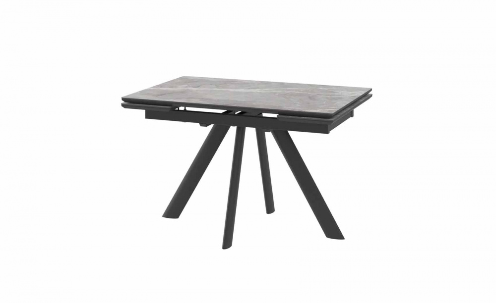 Стол JACK-120, раздвижной 120(30+30)х80, STONE GREY ST CER/BK