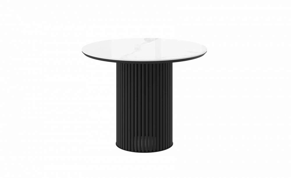 Стол ASKAR ROUND 100 PATAGONOA BIANCO GLOSS PREMIUM CER/BK — ROOMS Шымкент