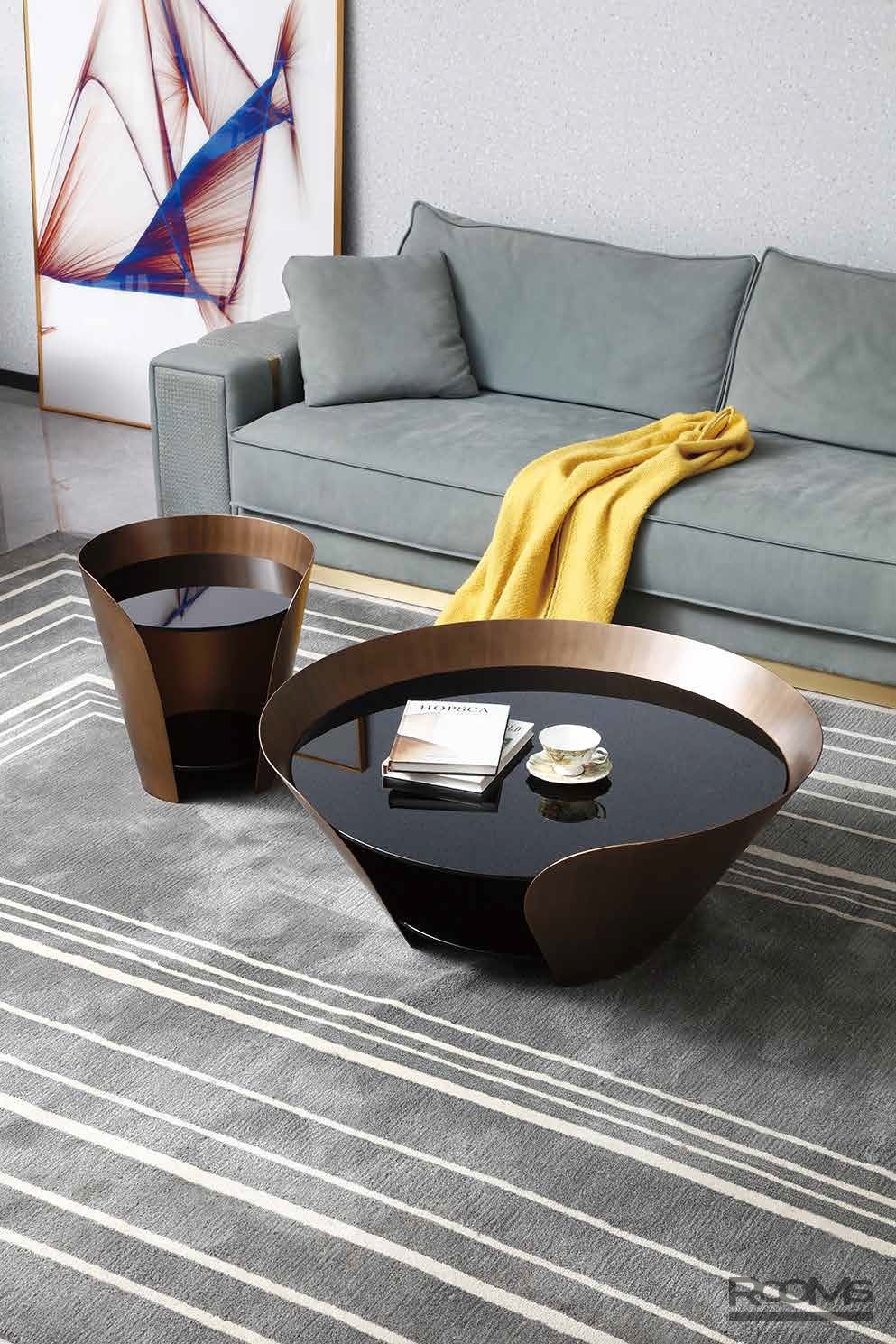 Coffee table LA ROSA MIN 60 BLACK GLASS/BR