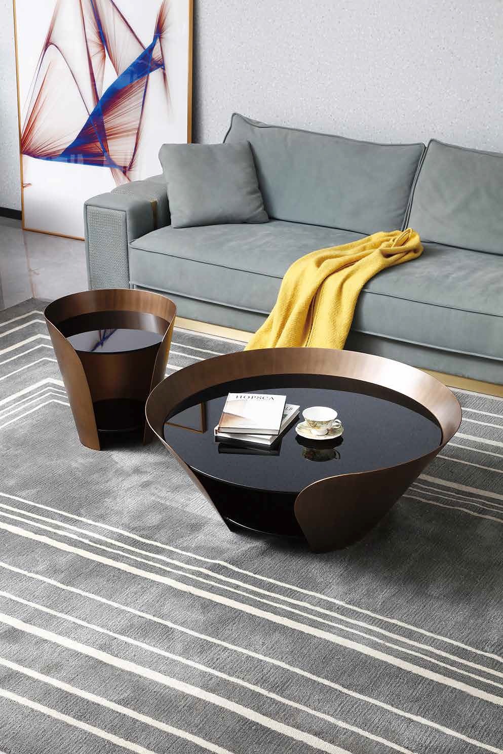 Столик журнальный LA ROSA MAX 100 BLACK GLASS/BR