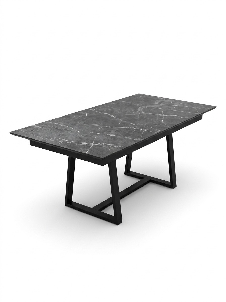 Стол ALTEZA 160 КАМЕНЬ СЕРЫЙ - COMPAKT CER/BK