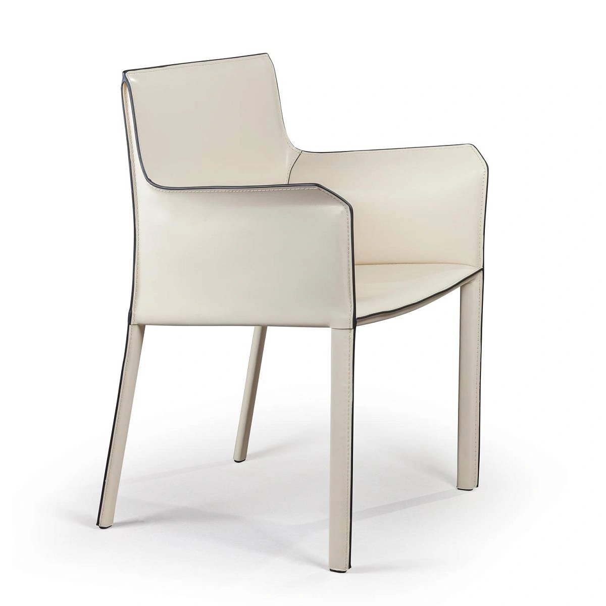 Стул с подлокотниками Barrie, кожа RL-022 beige (черный кант)