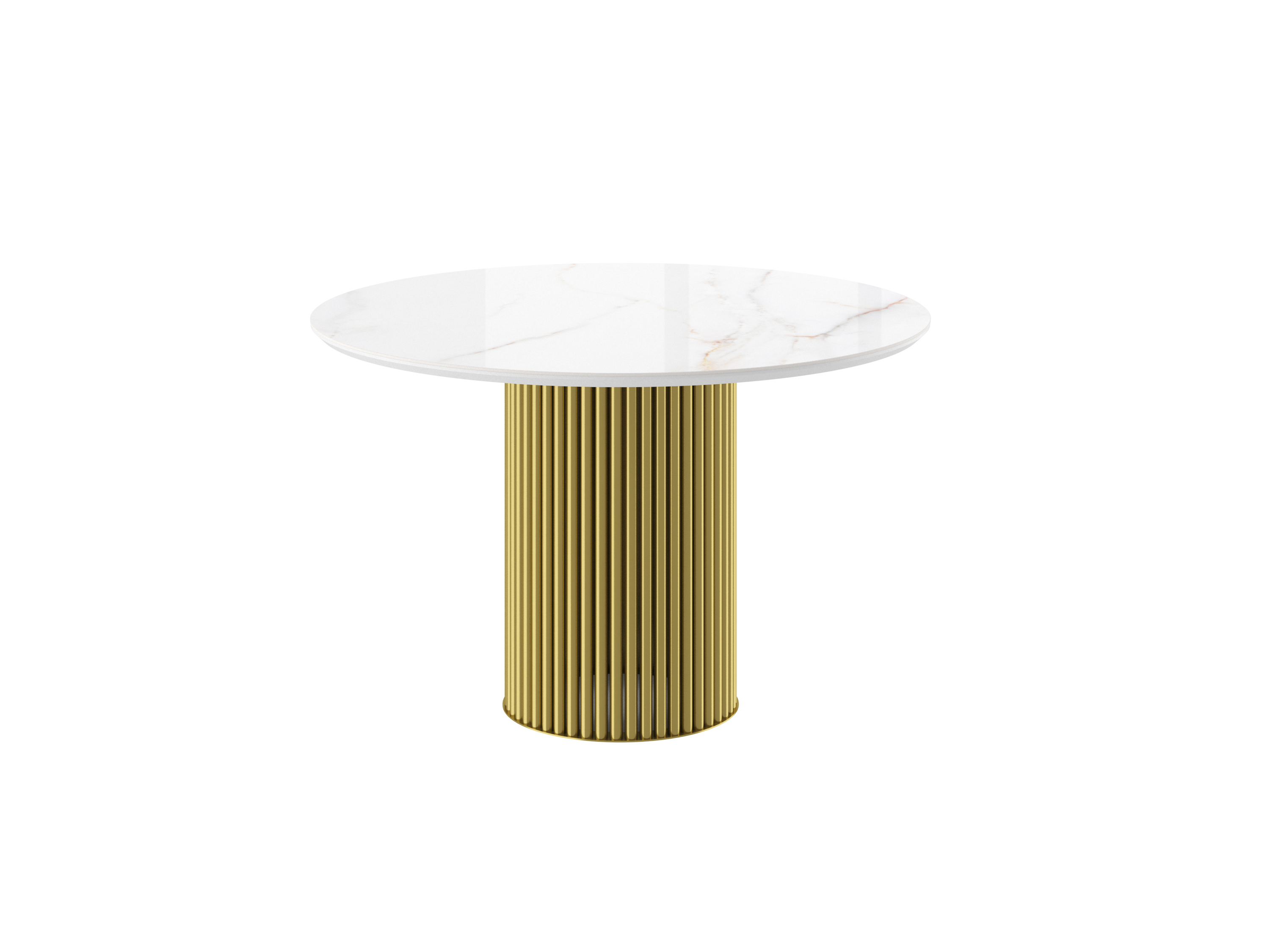 Стол ASKAR ROUND 116 BELDIA BIANCO GLOSS PREMIUM CER/G — ROOMS Шымкент