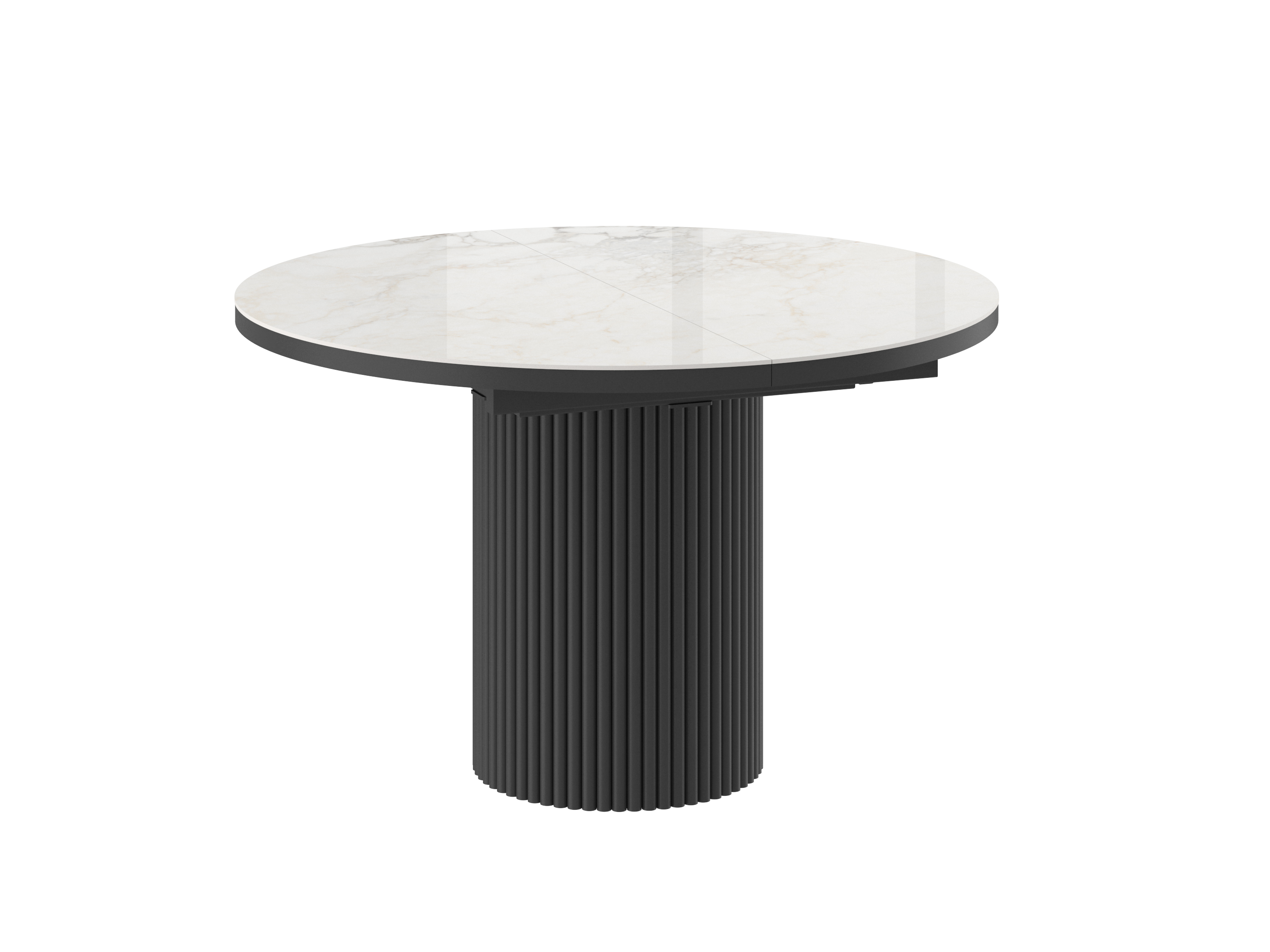 Стол ASKAR ROUND 116 BRECHA GLOSS PREMIUM CER/BK — ROOMS Шымкент