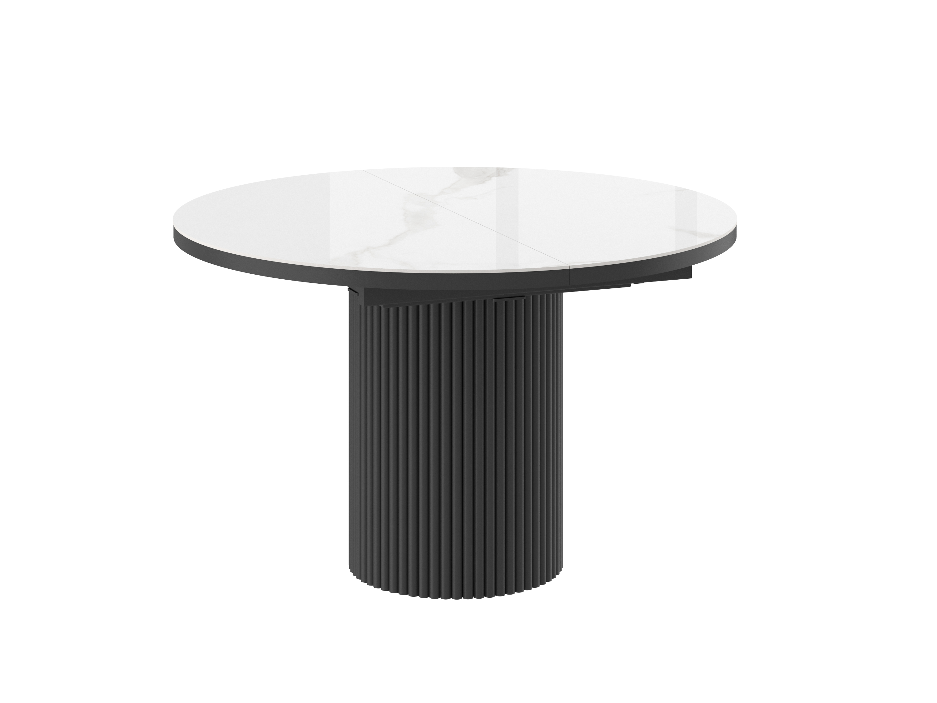 Стол ASKAR ROUND 116 PATAGONOA BIANCO GLOSS PREMIUM CER/BK — ROOMS Шымкент