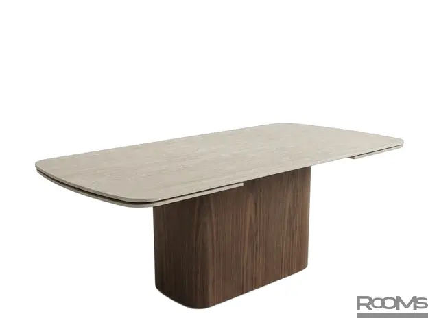 Table TWIX WOOD 180 ROME TRAVERTINE CER/WD