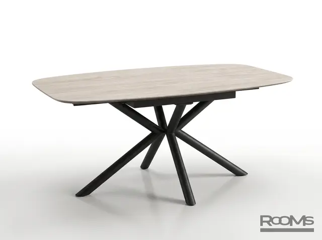 Стол OSLO 180 ROME TRAVERTINE CER/BK