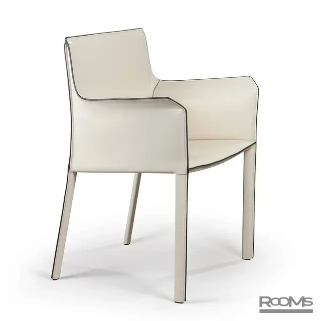 Стул с подлокотниками Barrie, кожа RL-022 beige (черный кант) LT