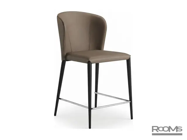 Стул барный ALBERT (CS-708, RL-011) DUSTY GREY КОЖА BK