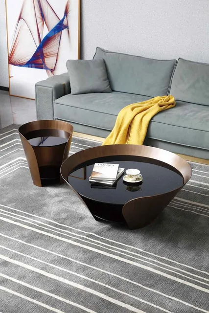Стол кофейный LA ROSA MIN 60 BLACK GLASS/BR