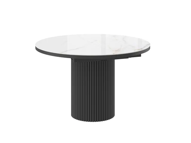 Стол ASKAR ROUND 116 BELDIA BIANCO GLOSS PREMIUM CER/BK