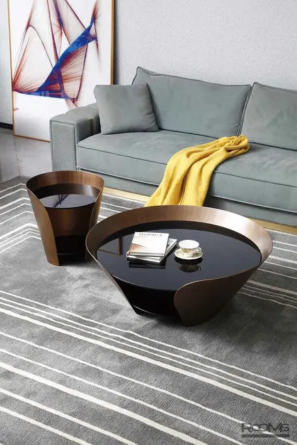 Столик журнальный LA ROSA MAX 100 BLACK GLASS/BR