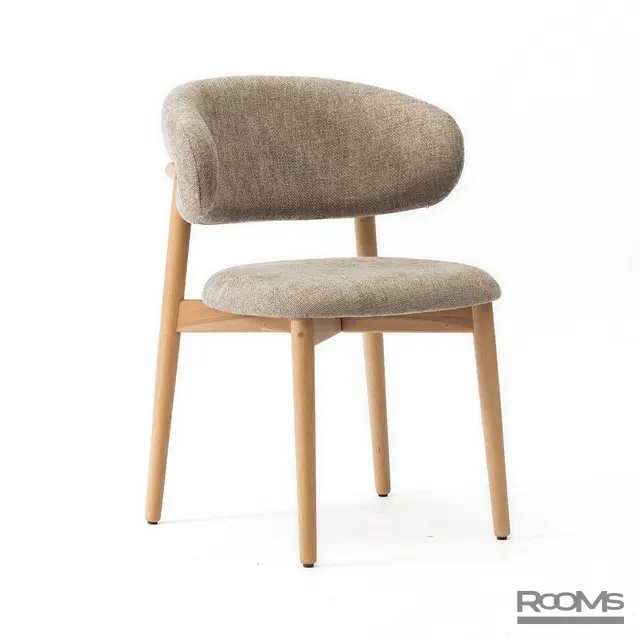 Chair Ferrara beige-brown fabric legs natural tone WD