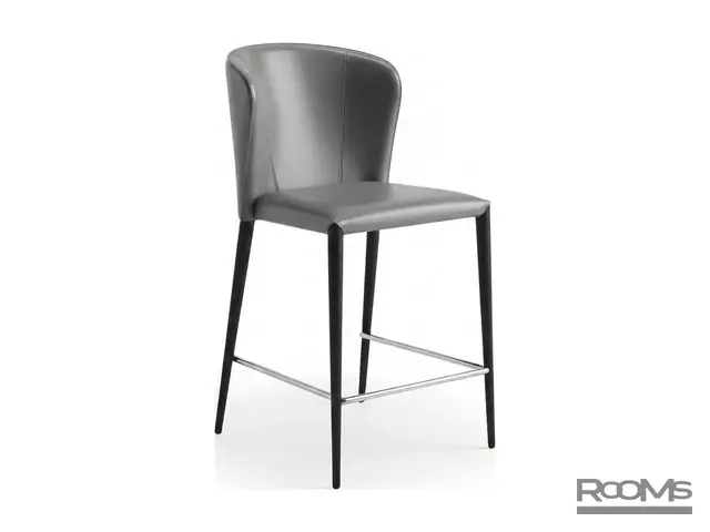 Стул барный ALBERT (CS-708, RL-009) GREY КОЖА BK