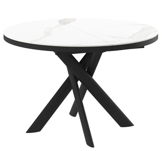Стол RONALDO 120 PATAGONOA BIANCO GLOSS PREMIUM CER/BK