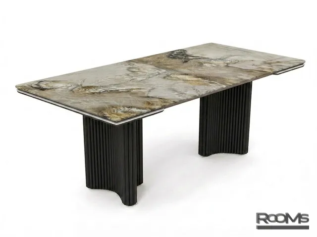 Стол АДАЖИО 240 (+40+40) PANDORA POLISHED CER/BK