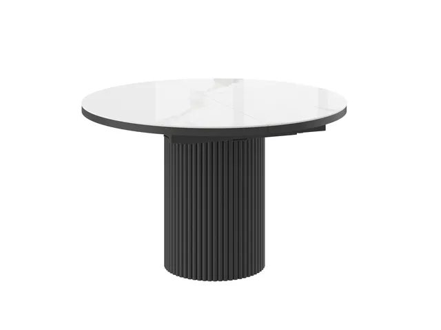 Стол ASKAR ROUND 116 PATAGONOA BIANCO GLOSS PREMIUM CER/BK