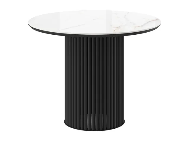 Стол ASKAR ROUND 100 BELDIA BIANCO GLOSS PREMIUM CER/BK