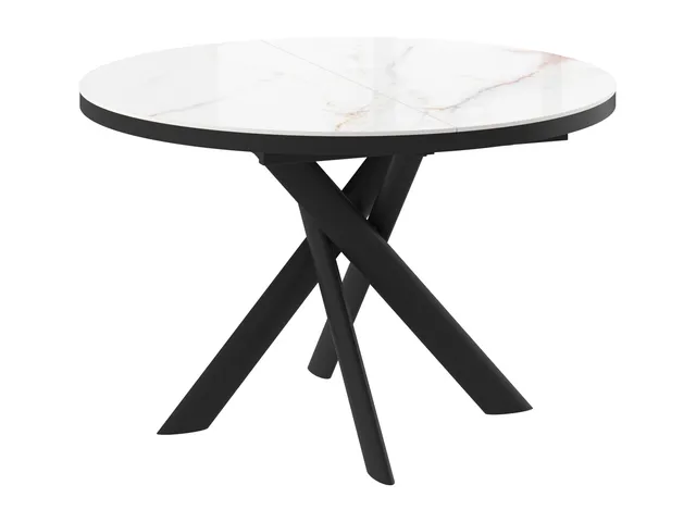 Стол RONALDO 120 BELDIA BIANCO GLOSS PREMIUM CER/BK