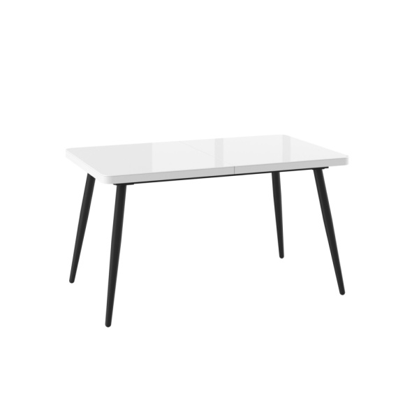 Стол BORG RADIAL-140, раздвижной со стеклом 140(180)х85, БЕЛЫЙ ОПТИВАЙТ/ЧЕРНЫЙ)