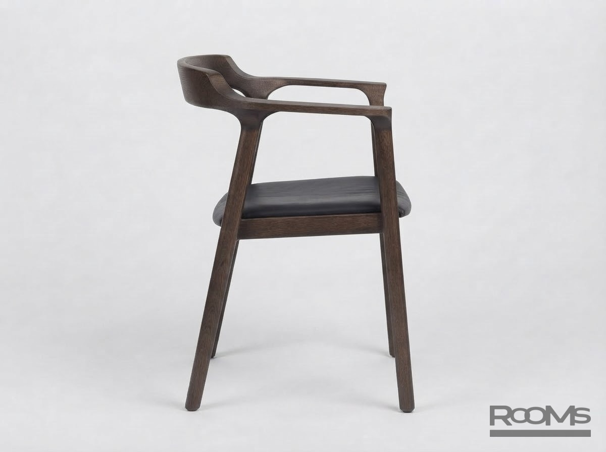 Chair New York solid oak, American walnut new tone, black natural leather WD